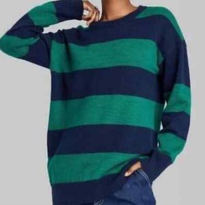 Wild Fable XS Dark Teal Striped Sweater NWT